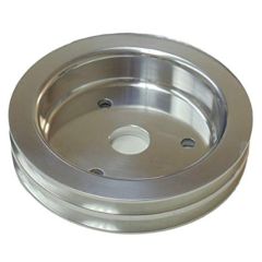 CJ Classic Trucks Single 2-Groove Crankshaft Pulley Aluminum Satin For Short Water Pump Small Block Chevrolet 1960-1968
