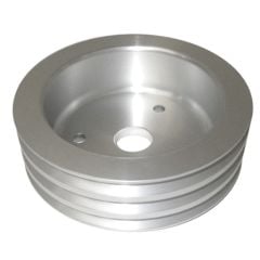 CJ Classic Trucks 3-Groove Crankshaft Pulley Aluminum Satin For Short Water Pump Small Block Chevrolet 1960-1968