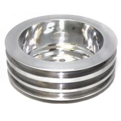 CJ Classic Trucks Single 3-Groove Crankshaft Pulley Aluminum Polished For Short Water Pump Small Block Chevrolet 1960-1968