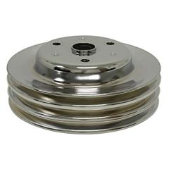 CJ Classic Trucks Single 3-Groove Crankshaft Pulley Steel Chrome For Short Water Pump Small Block Chevrolet 1960-1968