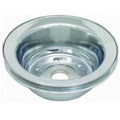 CJ Classic Trucks Single Groove Crankshaft Pulley Steel Chrome For Long Water Pump Small Block Chevrolet 1969-1987