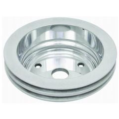 CJ Classic Trucks Two Groove Crankshaft Pulley Aluminum Polished For Long Water Pump Small Block Chevrolet 1969-1987