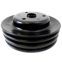 CJ Classic Trucks Single 3-Groove Crankshaft Pulley Steel Black For Long Water Pump Small Block Chevrolet 1969-1987