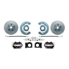 Disc Brake Conversion Kit Black Drilled/ Slotted Rotors Front Mustang 1965-1969