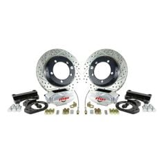 Master Power Disc Brake Conversion Kit Front 12" Drilled Slotted Two-Piece Rotors Four Piston Billet Caliper Bronco 1966-1977