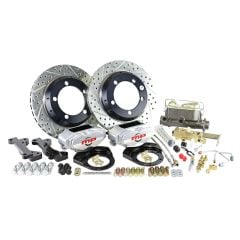 Master Power Manual Disc Brake Conversion Kit Front 12" Drilled Slotted Two-Piece Rotors Four Piston Billet Caliper Bronco 1966-1977