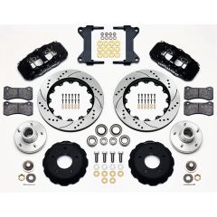 Wilwood Front Big Brake Kit AERO6 With Drilled/Slotted Rotors And Black Calipers Chevrolet C10 1963-1987