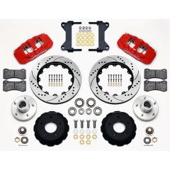 Wilwood Front Big Brake Kit AERO6 With Drilled/Slotted Rotors And Red Calipers Chevrolet C10 1963-1987