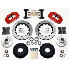 Wilwood Front Disc Brake Kit Superlite 6R With 14" Drilled/Slotted Rotors And Red Calipers Chevrolet C10 1963-1987