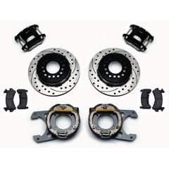 Wilwood Rear Brake Kit D154 With Drilled/Slotted Rotors/Emergency Brake/Black Calipers Chevrolet C10 1963-1987