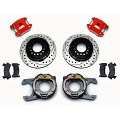 Wilwood Rear Brake Kit D154 With Drilled/Slotted Rotors/Emergency Brake/Red Calipers Chevrolet C10 1963-1987