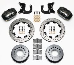 Wilwood Rear Disc Brake Kit Dynalite Pro Black With 12.19" Drilled/Slotted Rotors For 9" New Style Big Bearing Rear Axle Bronco 1966-1977