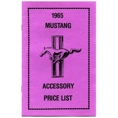 Decal New Car Retail Accessory Price List 1965 Mustang