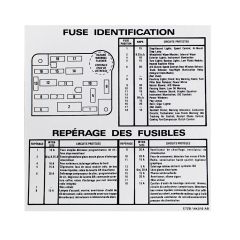 Fuse Location Decal Mustang 1987-1989