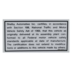 Decal Safety Act Trunk Shelby Mustang 1968-1969