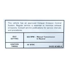 Decal Emission Pre 70 Boss Mustang 302 Manual Transmission 1969-1970