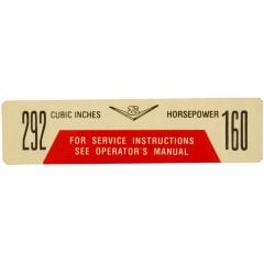 Jim Osborn Reproductions Air Cleaner Decal 160 292 V8 F-100 1961-1964