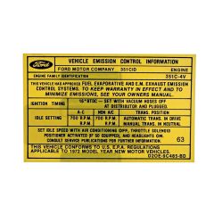 Decal Emission 351 4V At 1972 Mustang