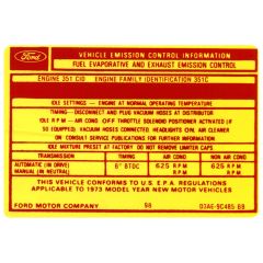 Decal Emission Pre 1-73 At 1973 Mustang