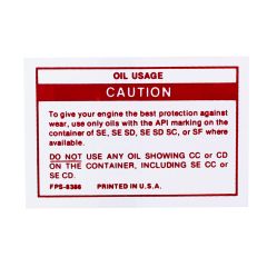 Oil Usage Caution Decal Mustang 1982-1989