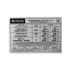 Door Tire Pressure 1984 Mustang