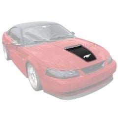 Graphic Express Hood Decal With Pinstripe And Pony Cutout Gloss Black Mustang V6 1999-2004