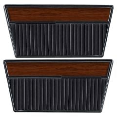 Door Panel Deluxe With Woodgrain Inserts Black Pair Bronco 1968-1977