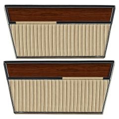 Door Panel Deluxe With Woodgrain Inserts Parchment Pair Bronco 1968-1977