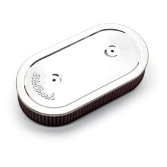 Edelbrock Air Cleaner Pro-Flo 2-1/2" Cotton Element Oval Chrome For Single 4-bbl Carb