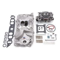Edelbrock MANIFOLD/CARB KIT PERFORMER RPM BBC OVAL PORT NATURAL FINISH