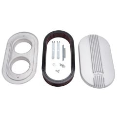 Edelbrock Air Cleaner Classic Series Satin Large Oval Cast For Dual Carburetors