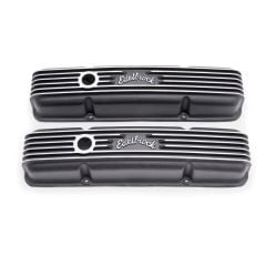 Edelbrock Classic Series Valve Cover Black with Breather Hole Pair for Small Block V8 Chevy 1959-1986