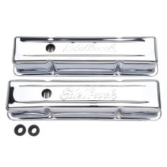 Edelbrock Valve Covers Signature Series Steel Chrome Tall Pair For Chevrolet 262-400 1959-1986