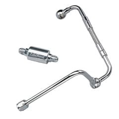 Edelbrock Fuel Line Dual-Feed Chrome With Polished Filter For Thunder AVS/ AVS2 Carburetors