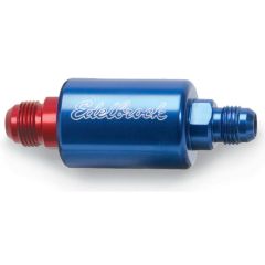 Edelbrock High-Flow Inline Fuel Filter Blue Anodized Finish -6 AN Male Inlet/Outlet