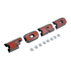 Grille Emblem Ford Letter Set Black Chrome W/ Red Plastic Inserts Bronco 66-77