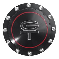 Scott Drake Gas Cap Black Billet With GT Emblem Mustang 1965-1973