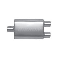 Gibson CFT Superflow Muffler 4" X 9" X 13" Oval Stainless Steel 2-1/4" Center Inlet/ Dual Outlet Universal