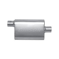 Gibson CFT Superflow Muffler 4" X 9" X 18" Oval Stainless Steel 2-1/2" Offset Inlet/ Center Outlet Universal
