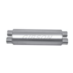 Gibson SFT Superflow Muffler 8" X 24" Round Stainless Steel 3" Dual Inlet/ 2-1/2" Dual Outlet Universal