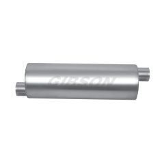 Gibson SFT Superflow Muffler 6" X 24" Round Stainless Steel 2-1/2" Offset Inlet/ Outlet Universal