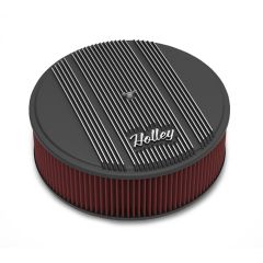 HOLLEY AIR CLNR; FINNED; W/14X4 PREMIUM FLTR; BLK
