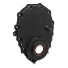 Holley Timing Chain Cover With Crank Sensor Black Chevrolet Small Block