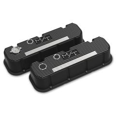Holley  TALL M/T VALVE COVERS FOR BIG BLOCK CHEVY ENGINES – SATIN BLACK FINISH WITH MACHINED FINS/LOGO