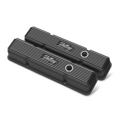 Holley Vintage Series SBC Valve Covers Satin Black Machined Finish