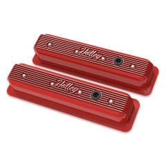 Holley Finned Valve Covers Gloss Red/ Machined Chevrolet Small Block
