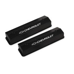 Holley Valve Cover Track Series Black Fabricated Aluminum Tall Pair For Center Bolt Small Block Chevrolet 305/ 307/ 327/ 350 1987-1997