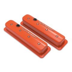 Holley Valve Cover GM Muscle Series Factory Orange Machined Finish Pair For ZZ6/ Vortec Center Bolt Small Block Chevrolet Engines