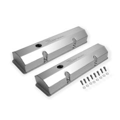 Holley Sniper Natural Finish Fabricated Aluminum Valve Cover Pair Small Block Chevy