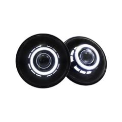 Headlight Bi-LED Projector Monster Series 1 7" With Black Housing Pair Bronco 1966-1977